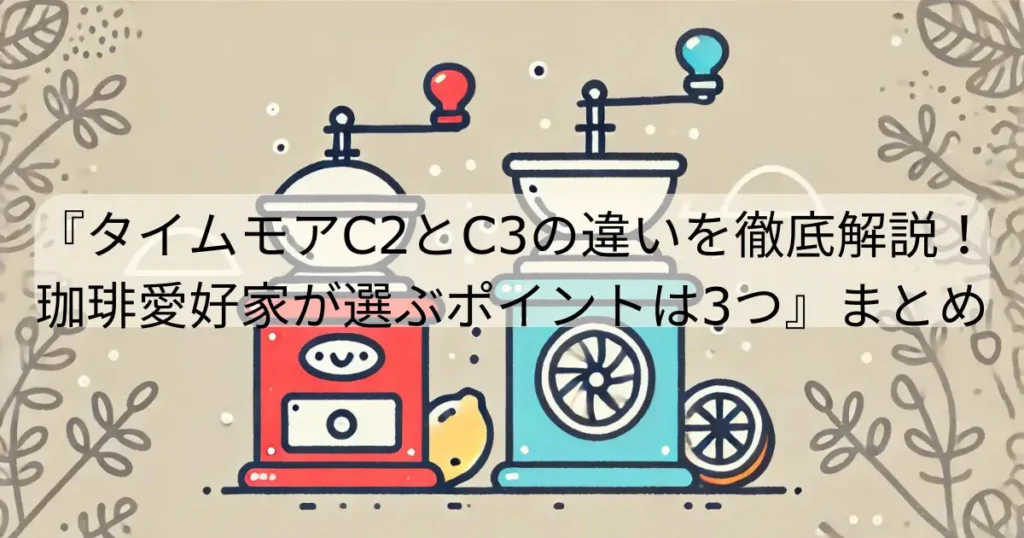 「タイムモアC2とC3の違いを徹底解説！珈琲愛好家が選ぶポイントは3つ」まとめ