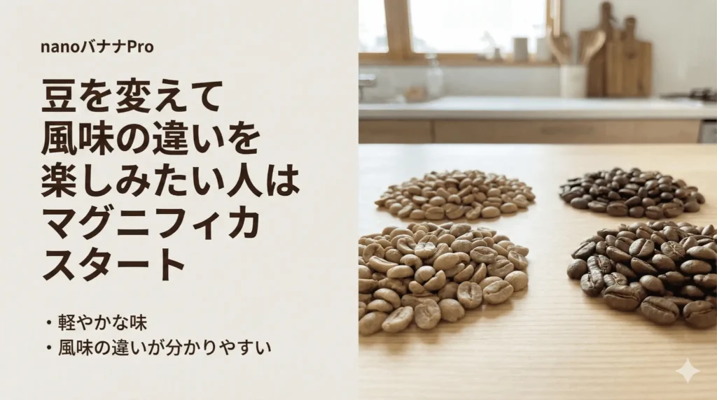 豆を変えて風味の違いを楽しみたい人は「マグニフィカ スタート」