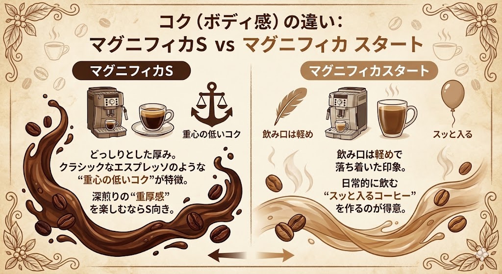 コク（ボディ感）の違い