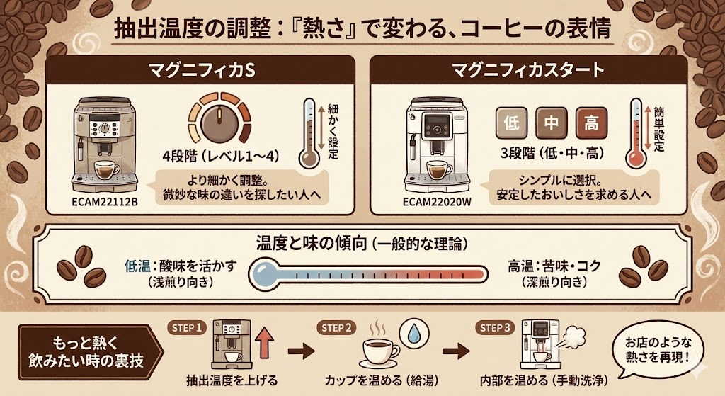 抽出温度の調整