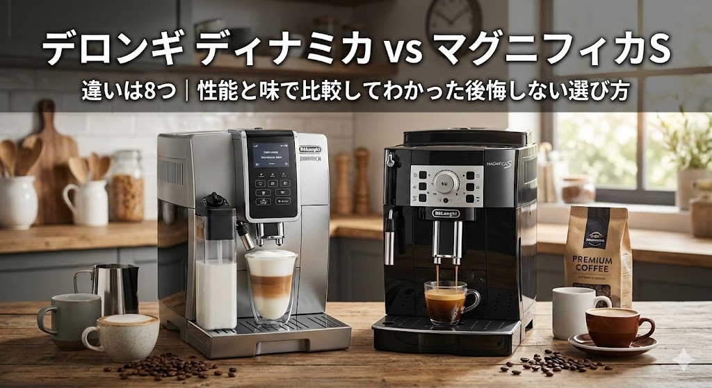 デロンギディナミカとマグニフィカSの違いは8つ｜性能と味で比較してわかった後悔しない選び方