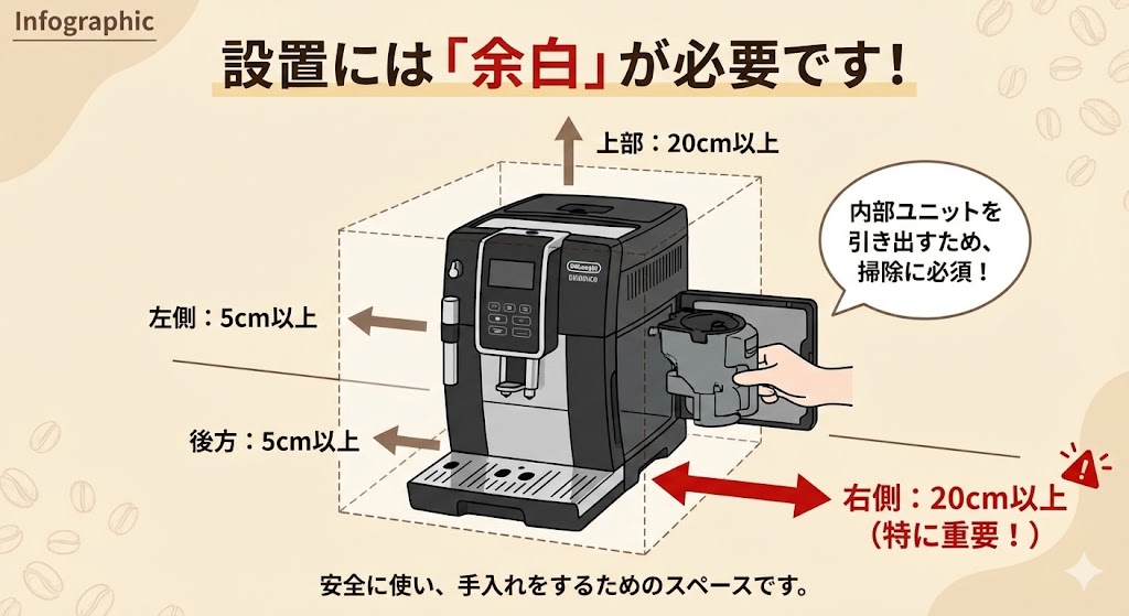 設置には余白が必要です