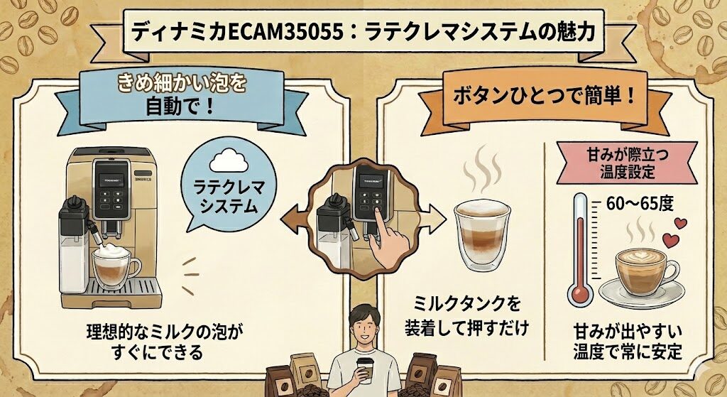 ディナミカECAM35055ラテクレマシステムの魅力