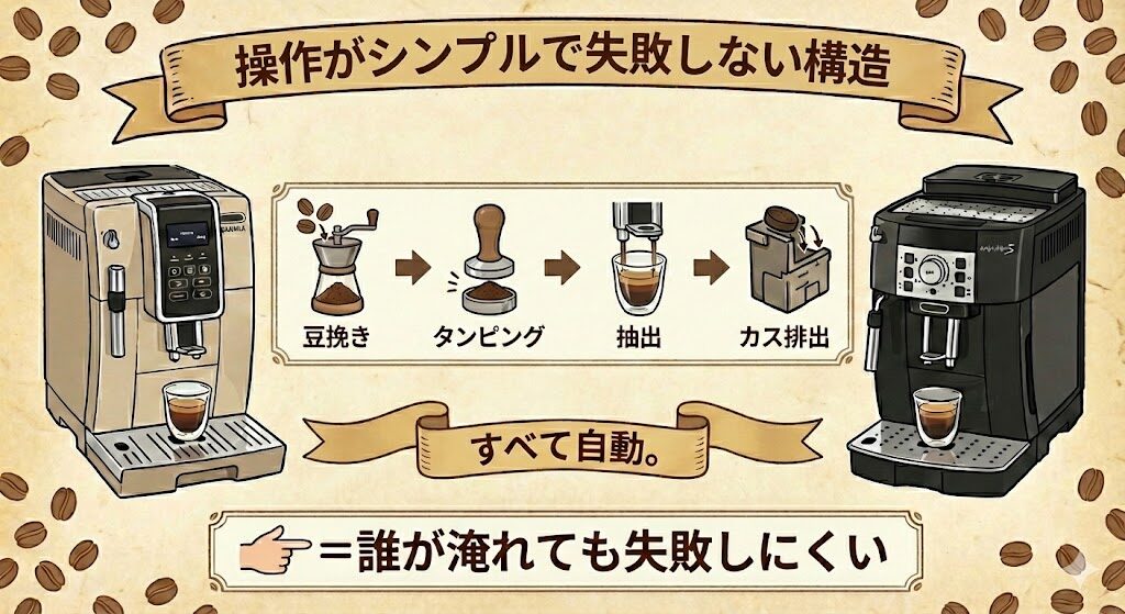 操作がシンプルで失敗しない構造