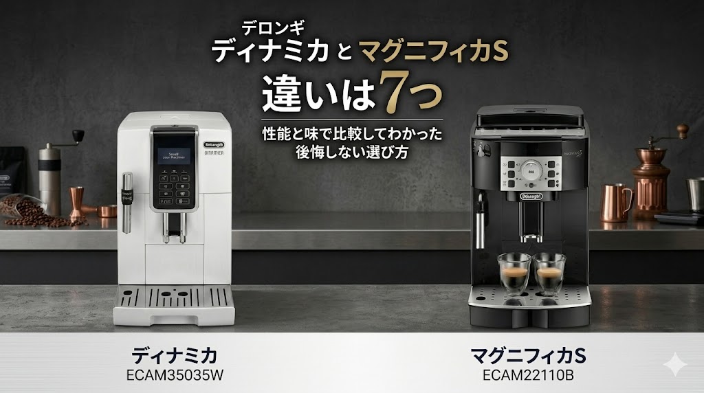 デロンギディナミカとマグニフィカSの違いは7つ｜性能と味で比較してわかった後悔しない選び方