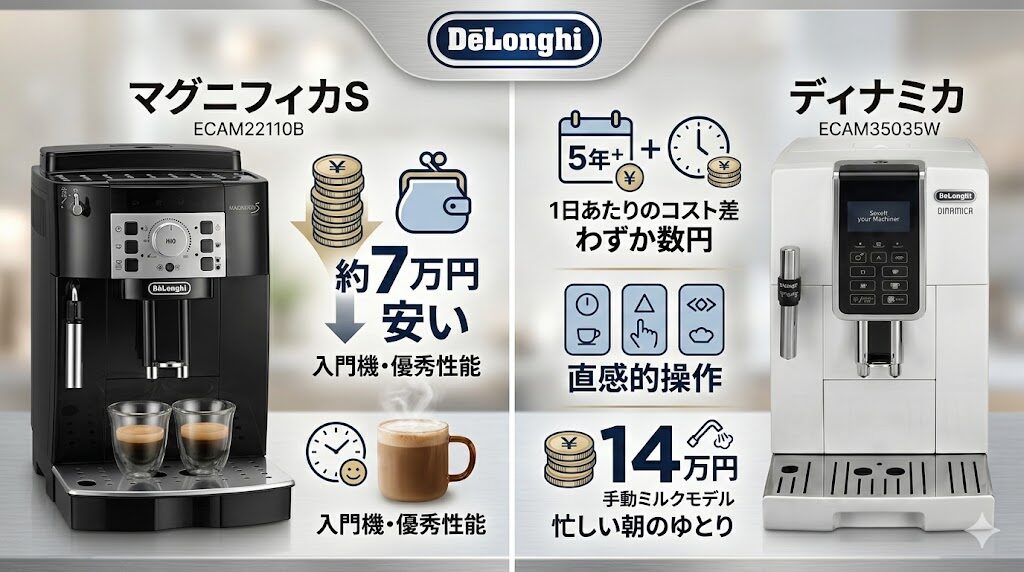 値段の違い(マグニフィカSが約7万円安い)