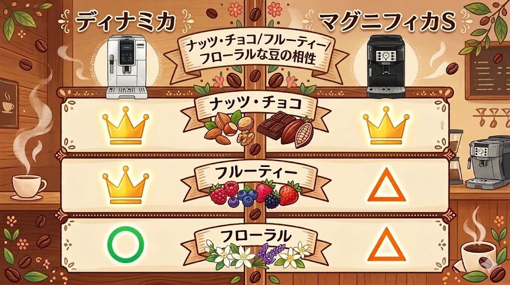 ナッツ/チョコ/フルーティーな豆の相性